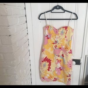 David Meister Strapless Print Cocktail Dress